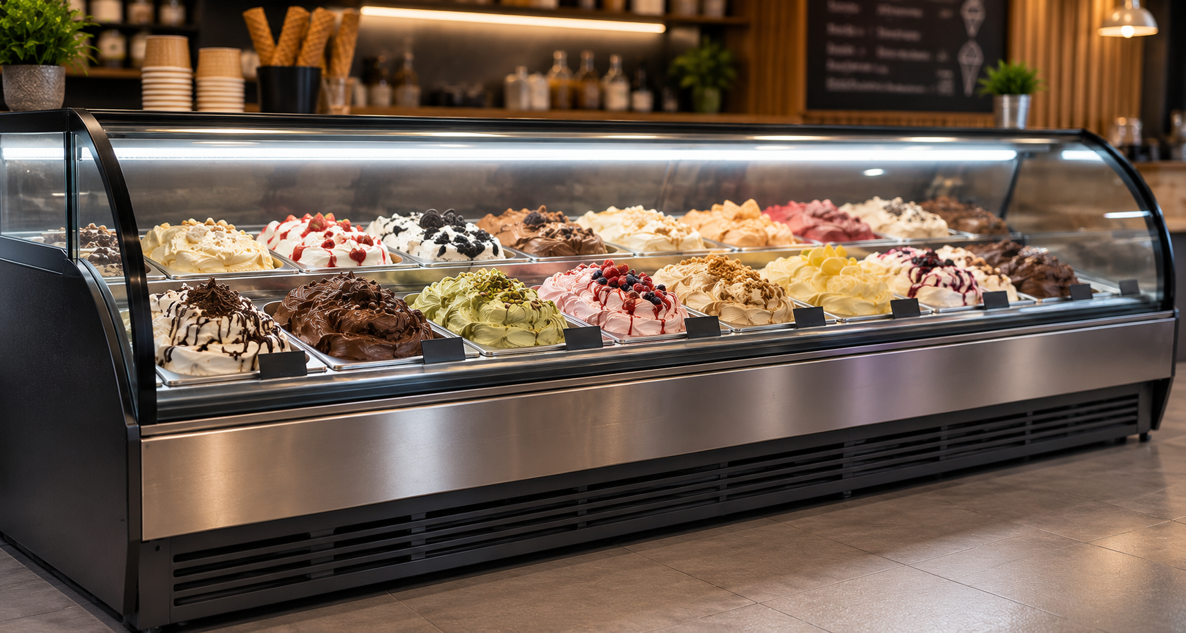 Vitrina refrigerada para heladería